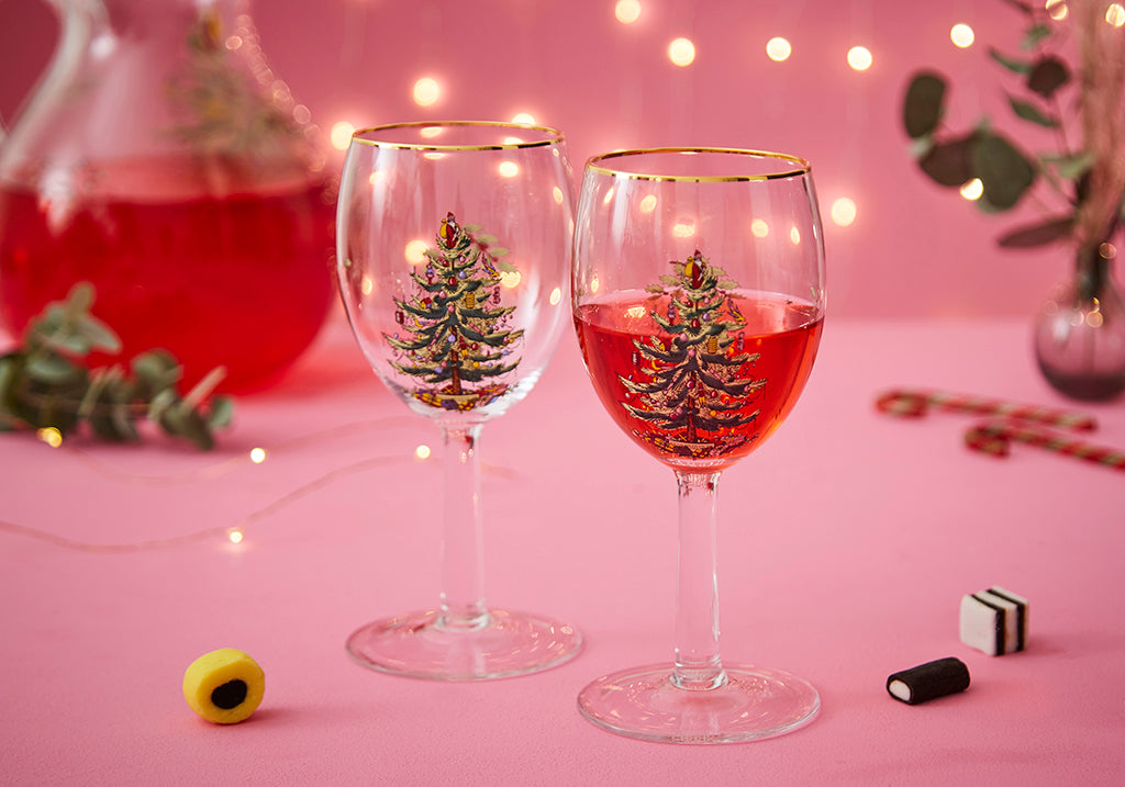 Spode Christmas Tree Wine Glasses Set of 4