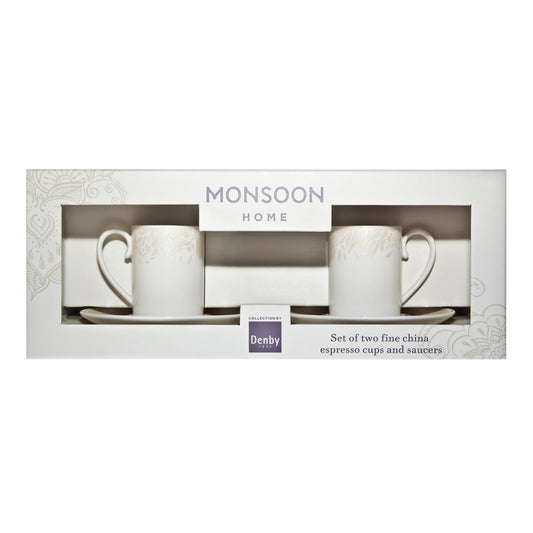 Denby Monsoon Lucille Gold Espresso Cup & Saucer