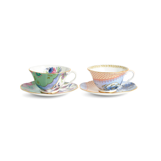 Wedgwood Butterfly Bloom Teacup and Saucer Set of 2