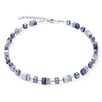 Coeur De Lion Geocube Blue Silver Necklace