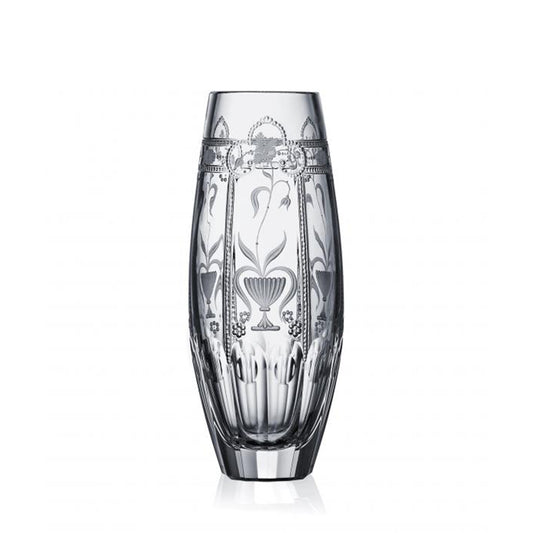 Varga Crystal Imperial Clear Barrel Vase 8"