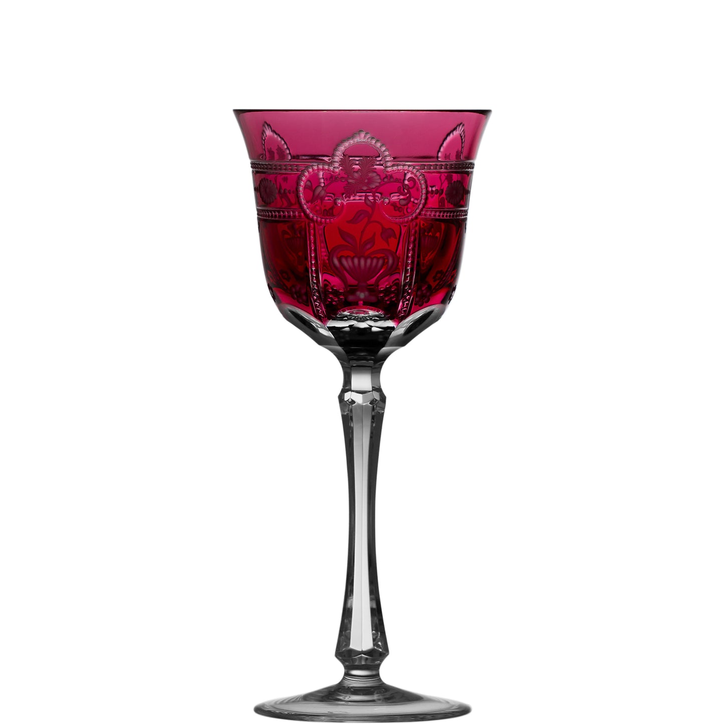 Varga Crystal Imperial Raspberry Red Wine Glass Pressed Stem