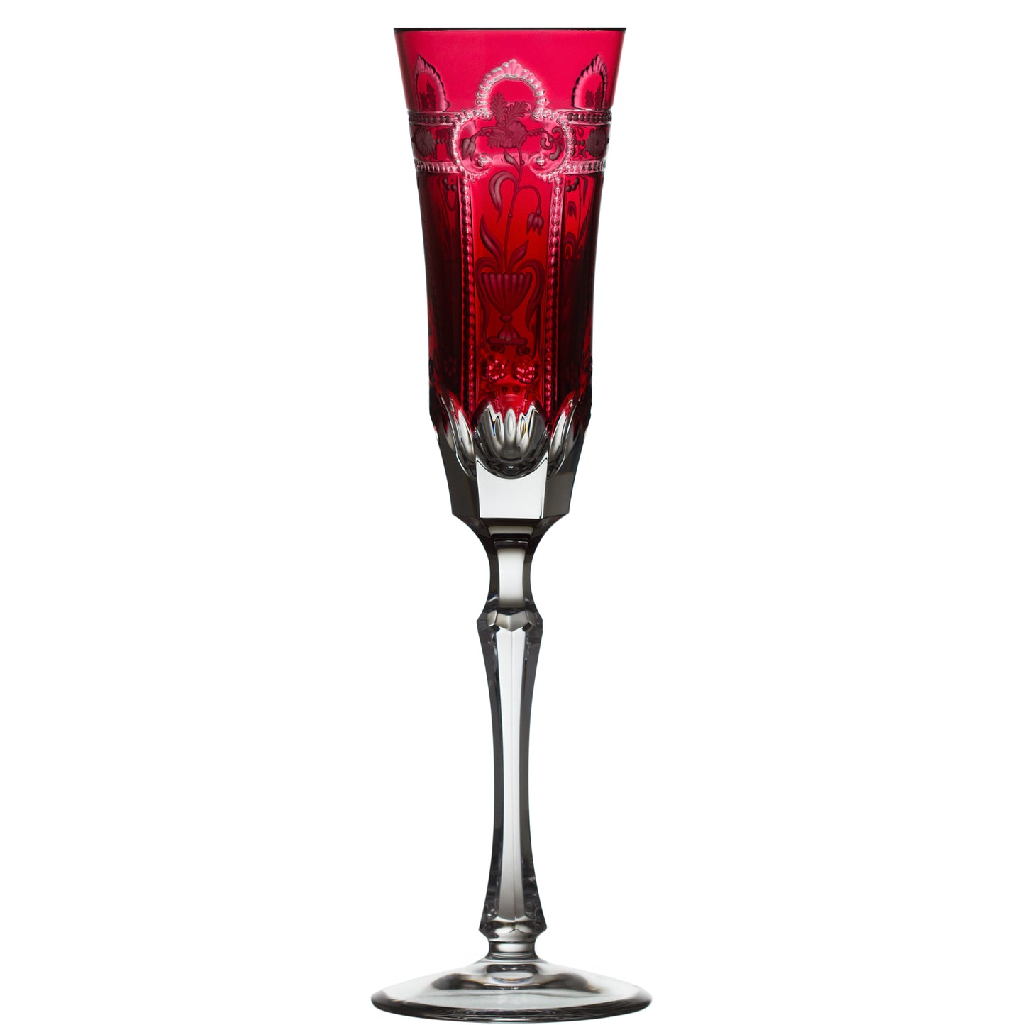 Varga Crystal Imperial Raspberry Champagne Flute Pressed Stem