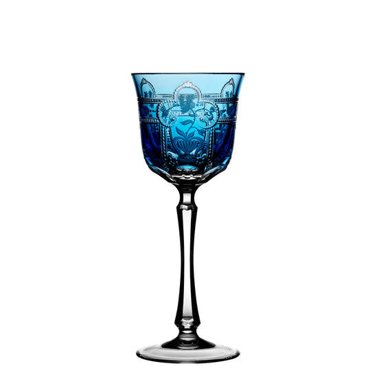 Varga Crystal Imperial Sky Blue Red Wine Glass Pressed Stem