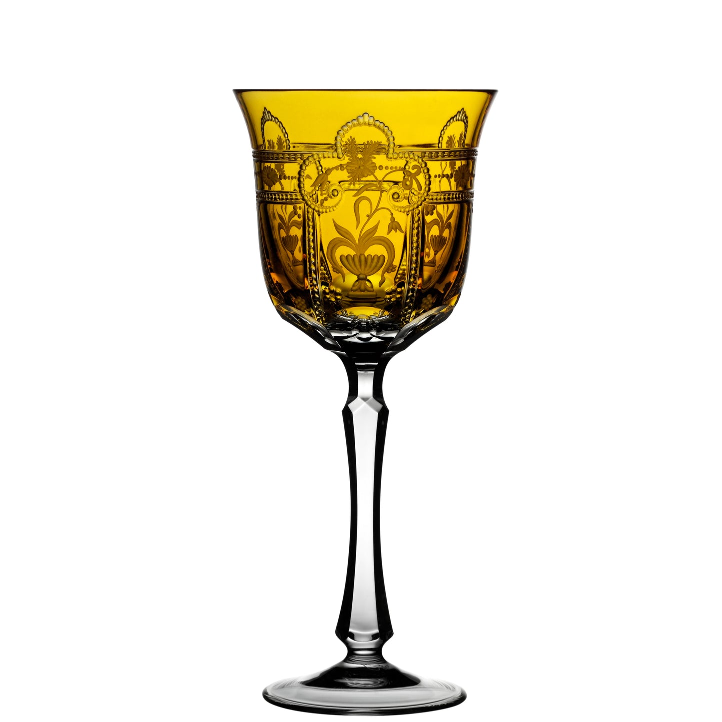 Varga Crystal Imperial Amber Water Goblet Pressed Stem