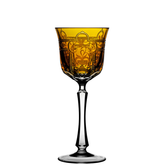 Varga Crystal Imperial Amber Red Wine Glass Pressed Stem