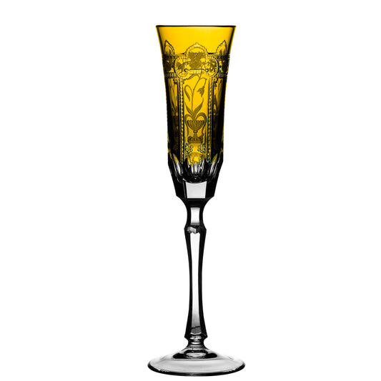 Varga Crystal Imperial Amber Champagne Flute Pressed Stem