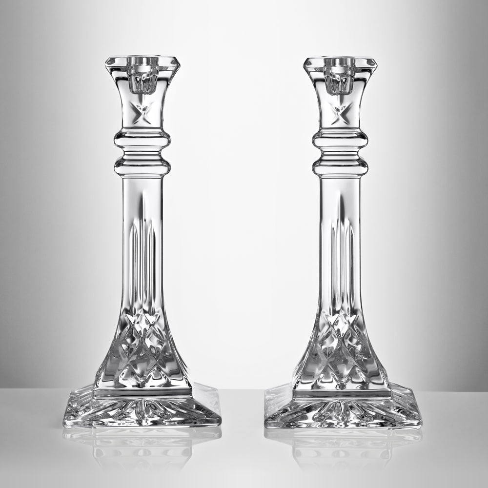 Waterford Crystal Lismore 25cm Square Candlestick Pair