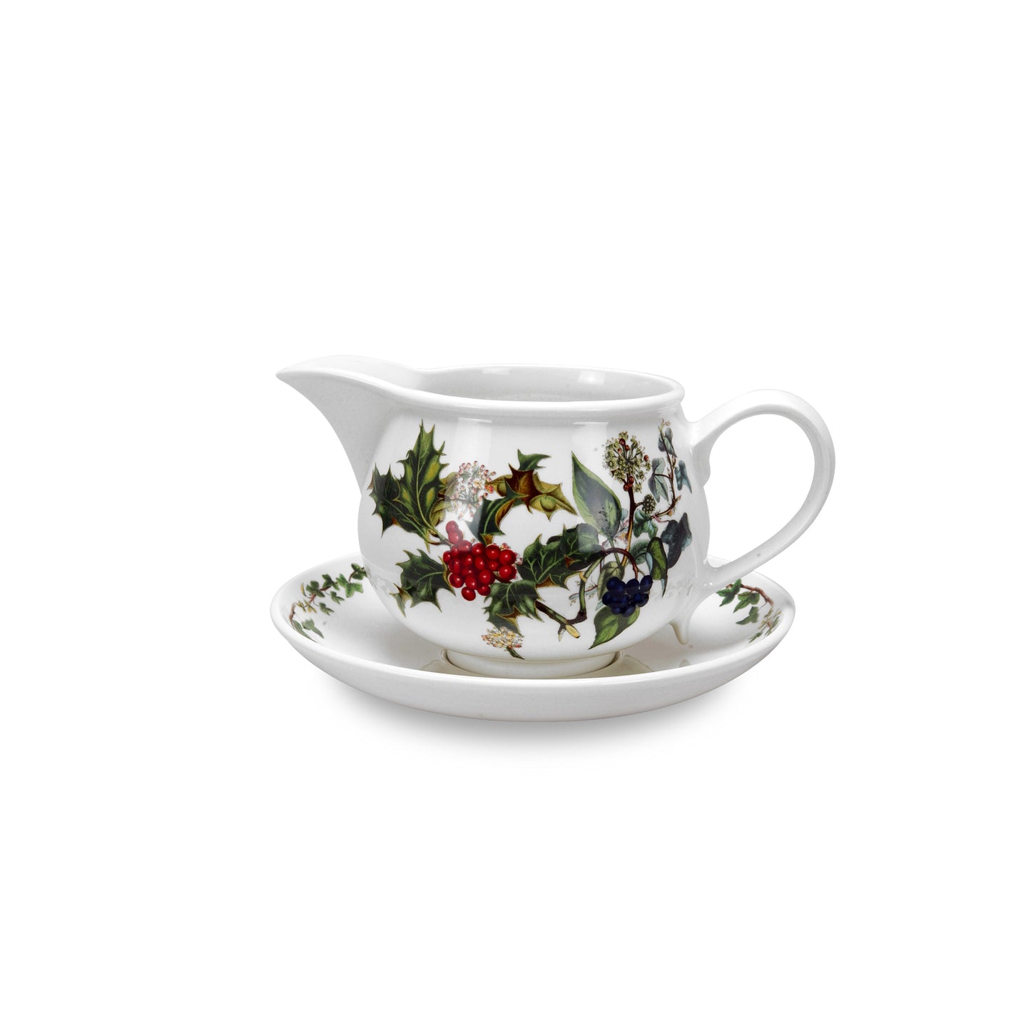 Portmeirion Holly and Ivy Gravy Boat and Stand
