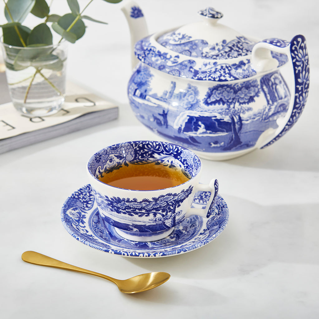 Spode Blue Italian Teacup & Saucer