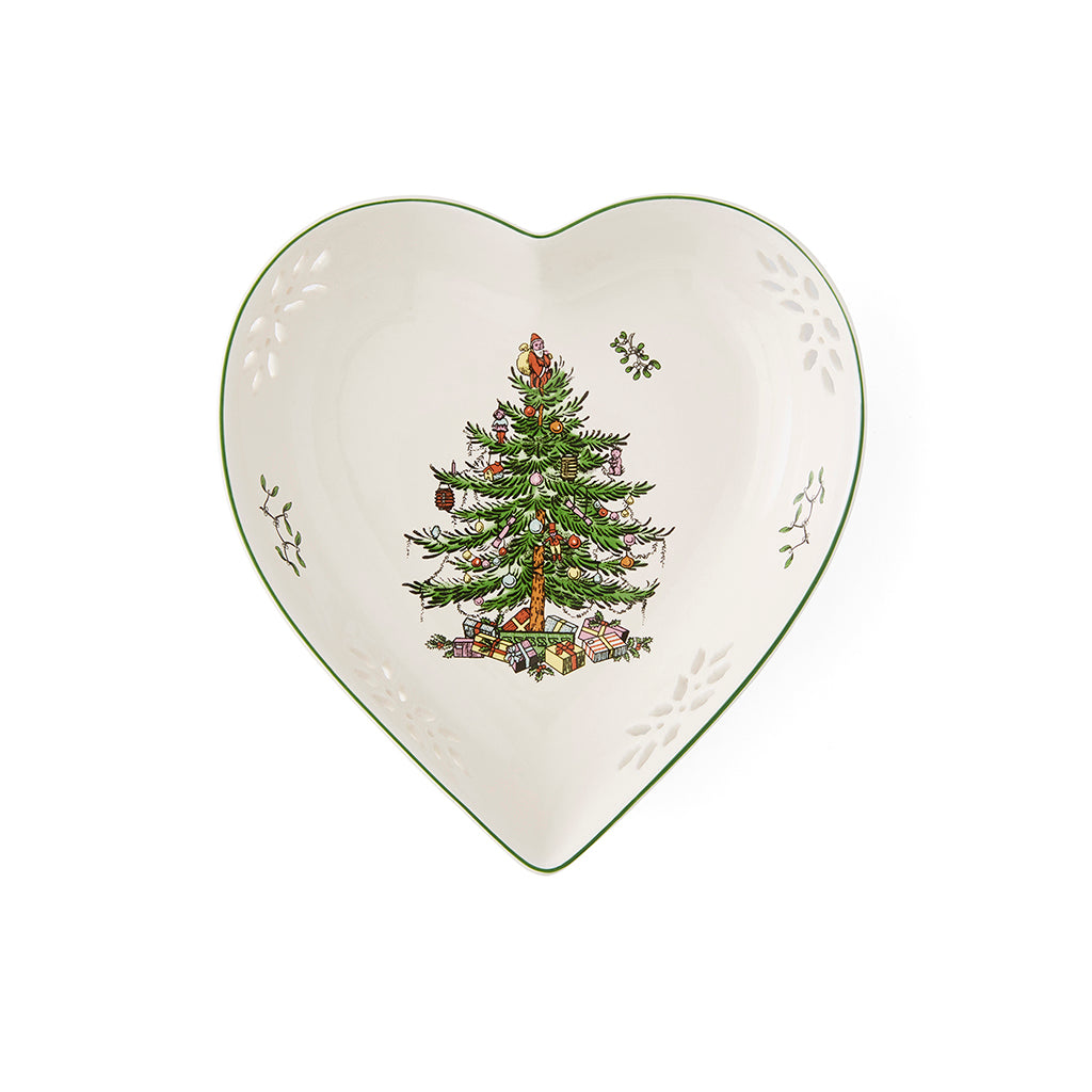 Spode Christmas Tree Pierced Heart Dish