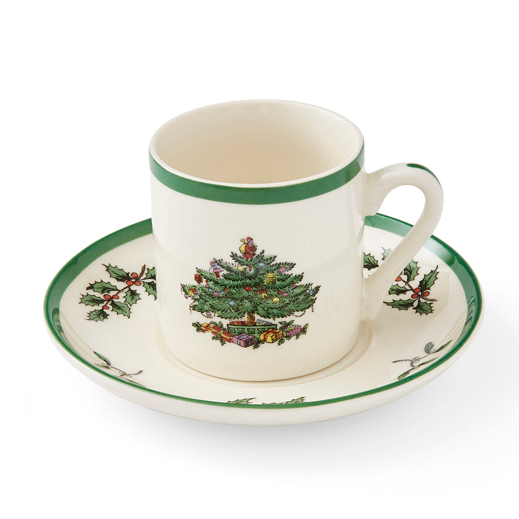 Spode Christmas Tree Espresso Cup & Saucer Set of 4