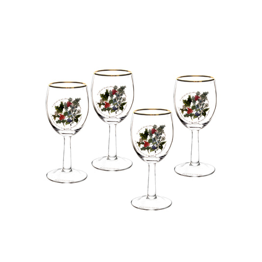 Portmeirion Holly and Ivy Wine Glasses Set of 4