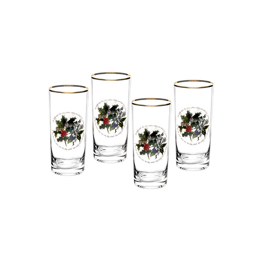 Portmeirion Holly and Ivy Hiball Glasses Set of 4