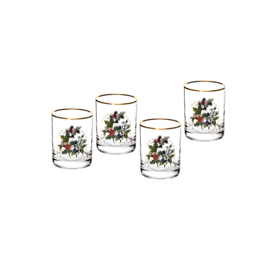 Portmeirion Holly and Ivy Old Fashioned Tumblers Glasses Set of 4