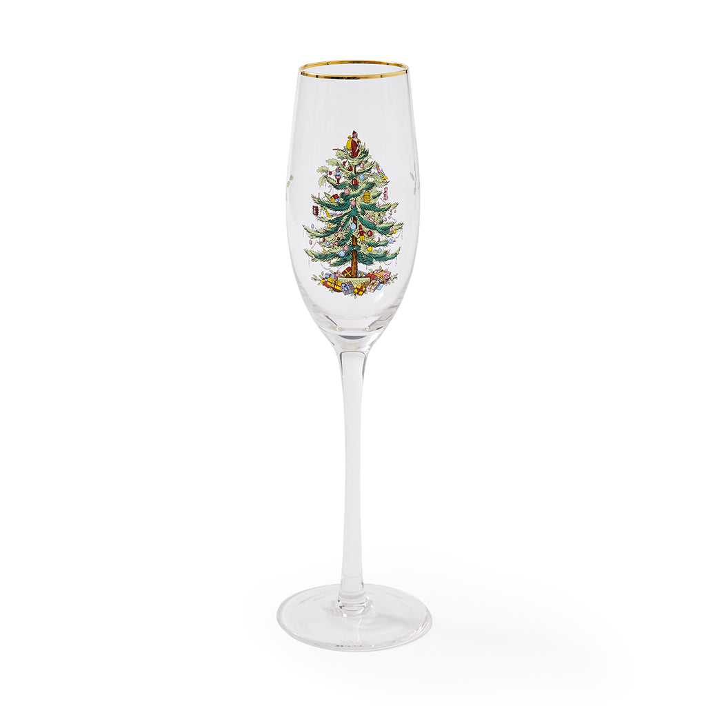 Spode Christmas Tree Champagne Flutes Set of 4