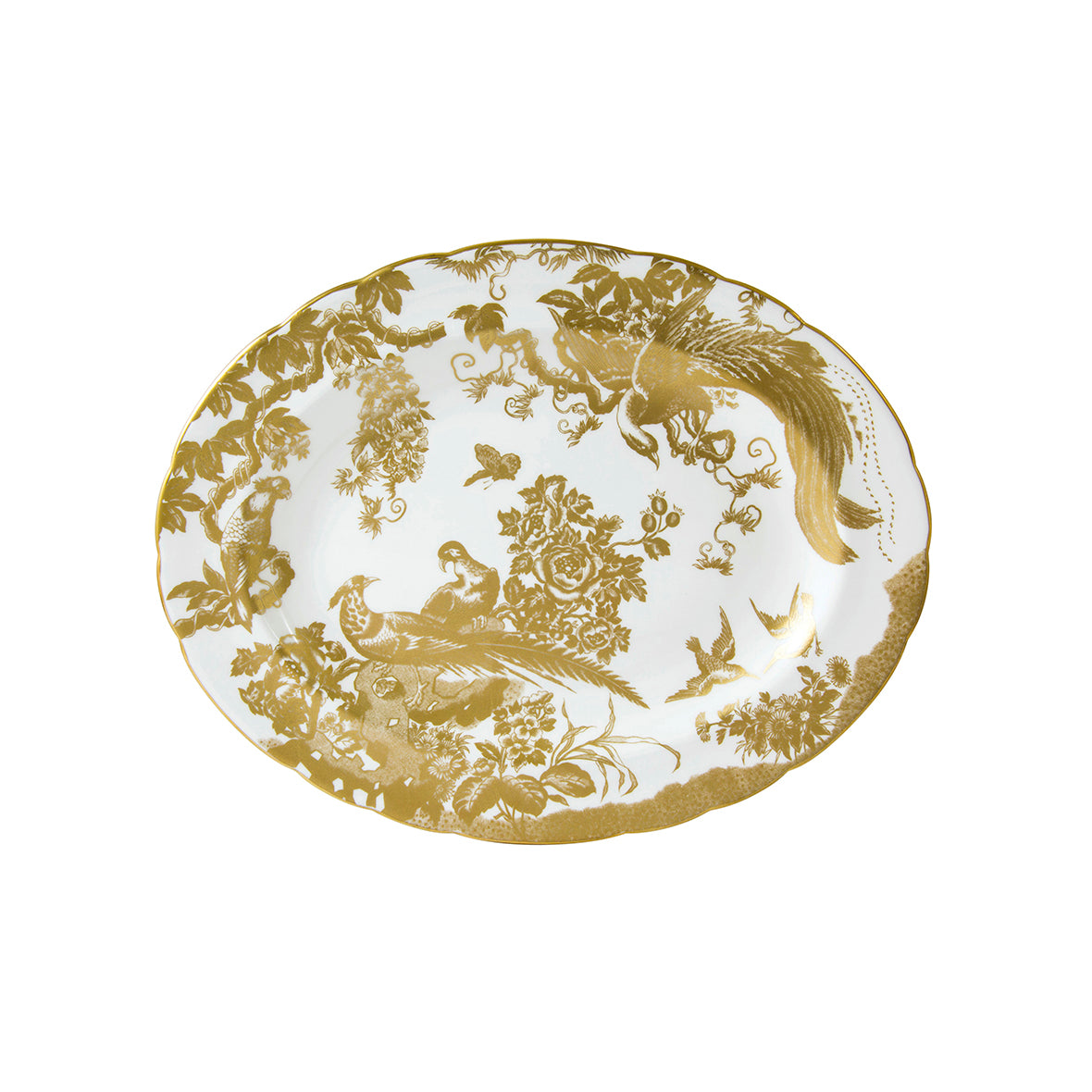 Royal Crown Derby Aves Gold Oval Dish 34.5cm