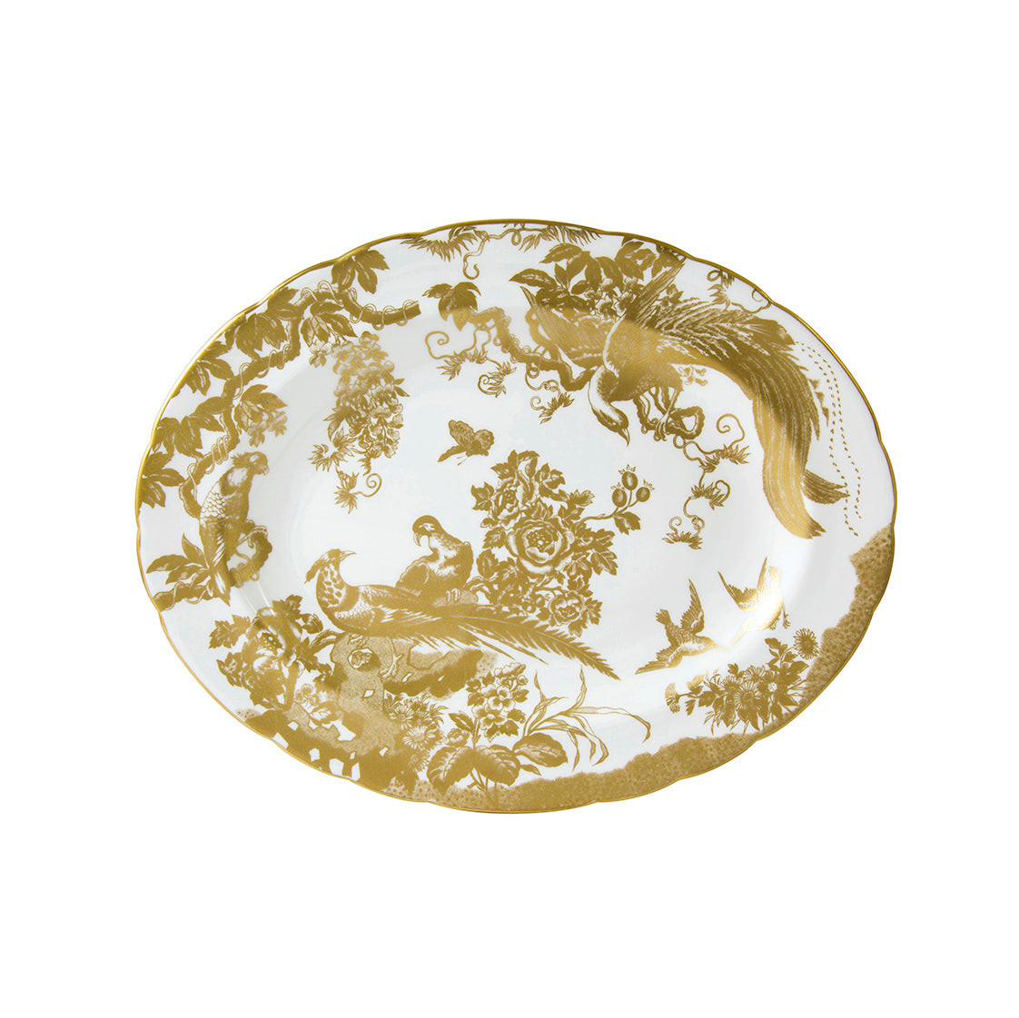 Royal Crown Derby Aves Gold Oval Dish 41.8cm