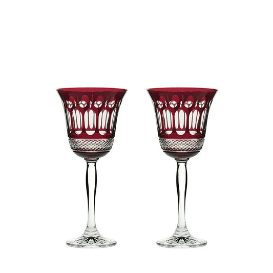 Royal Scot Crystal Belgravia Ruby Red Set of 2 Large Wine Glasses