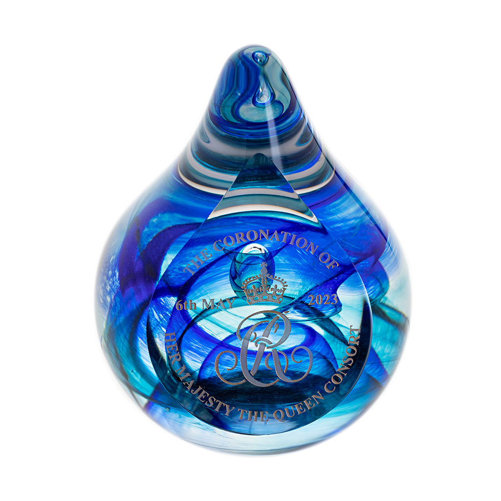 Caithness Camilla Queen Consort Coronation Teardrop Paperweight-Paperweights-Goviers