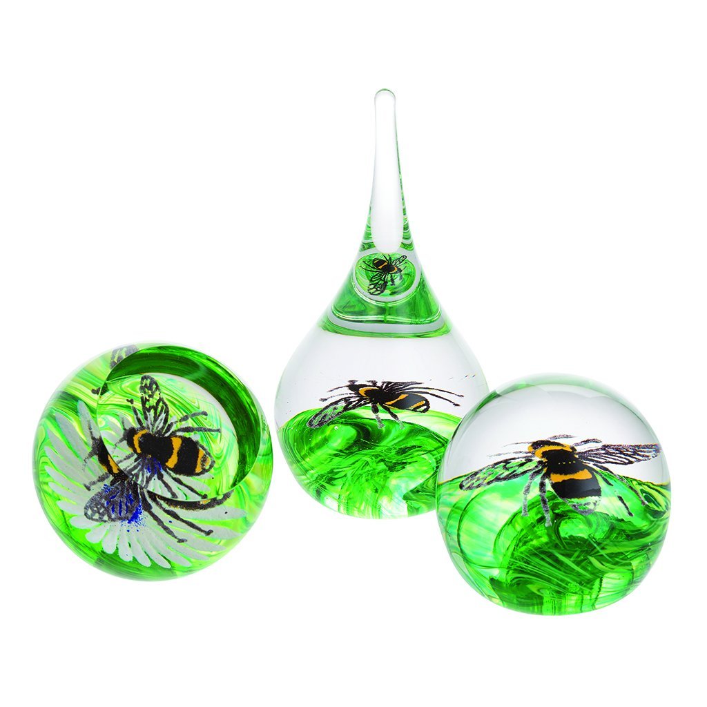 Caithness Glass Bee on a Flower Paperweight-Paperweights-Goviers