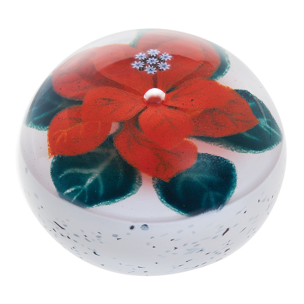 Caithness Glass Winter Poinsettia-Paperweights-Goviers
