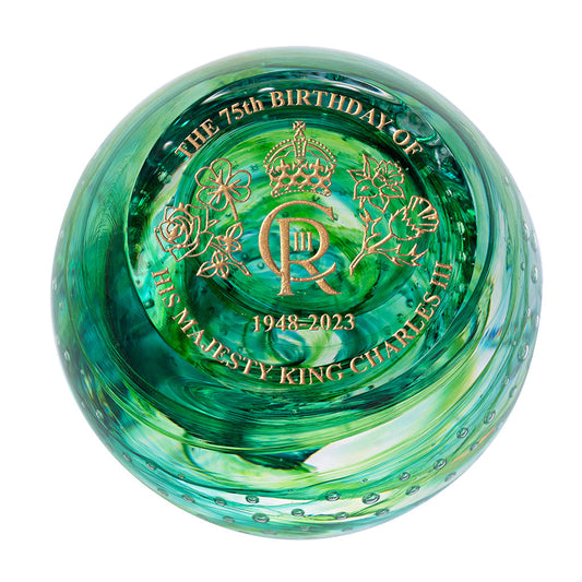 Caithness King Charles' 75th Birthday Paperweight-Paperweights-Goviers