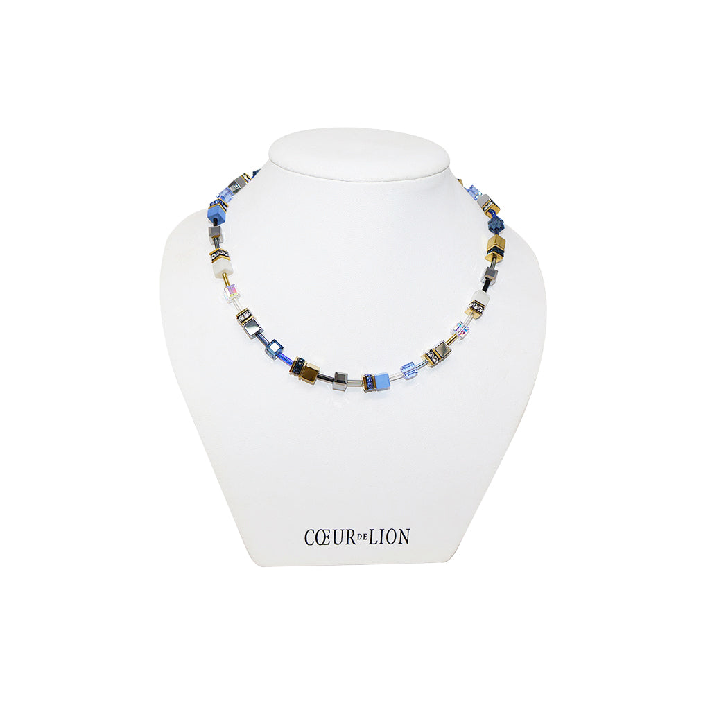 Coeur De Lion Geocube Blue Gold Necklace