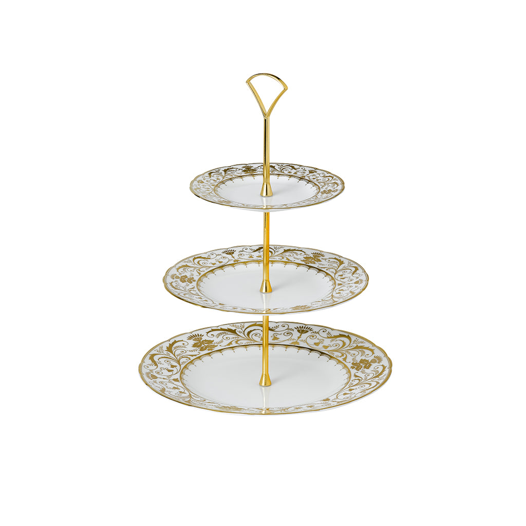 Royal Crown Derby Darley Abbey White 3 Tier Cake Stand