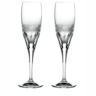 Royal Scot Crystal Diamond Pair of Flute Champagnes