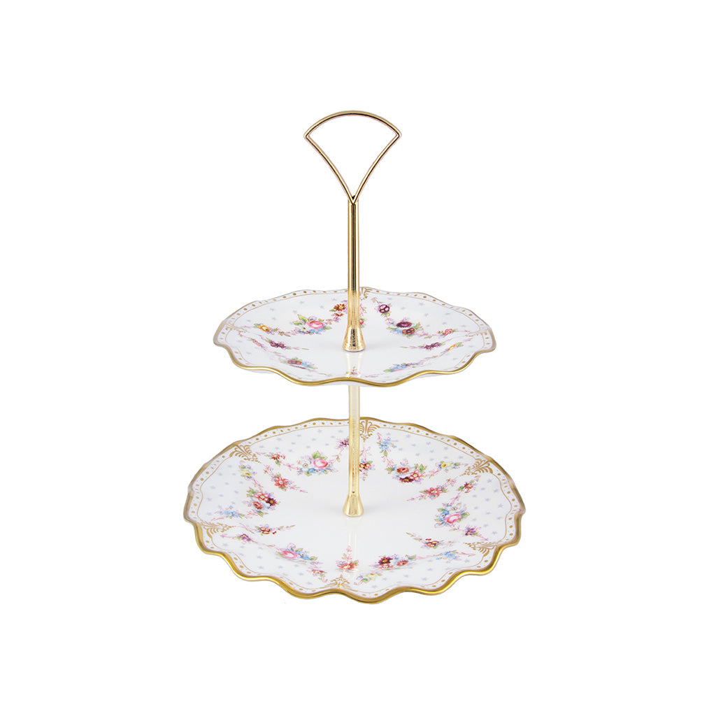 Royal Crown Derby Royal Antoinette 2 Tier Cake Stand