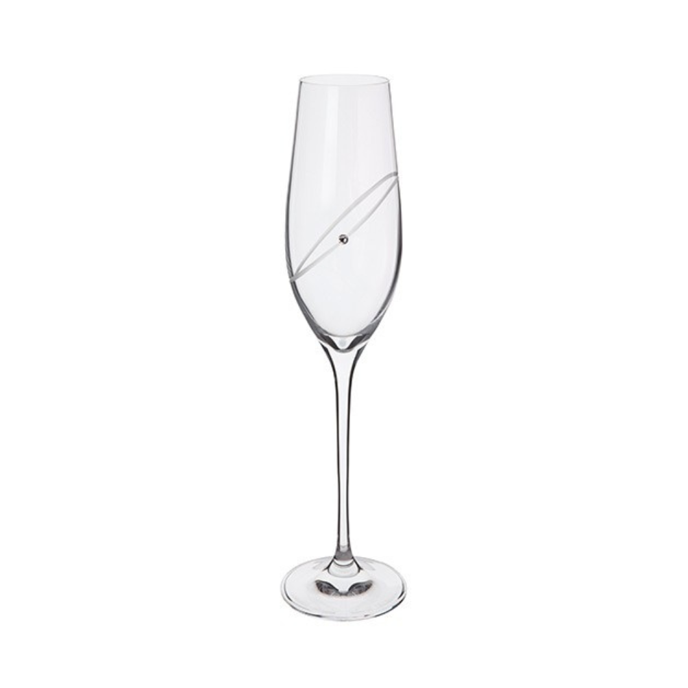 Dartington 25 Years Silver Anniversary Clear Champagne Flute Pair