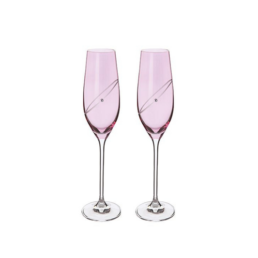 Dartington Crystal 40 Years Ruby Anniversary Ruby Champagne Flute Pair