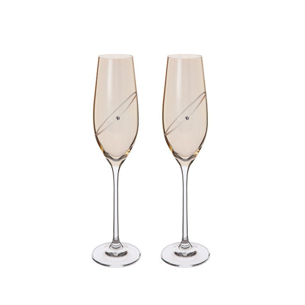 Dartington Crystal 50 Years Golden Anniversary Champagne Flute Pair