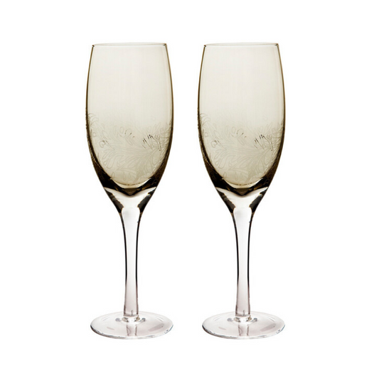 Denby Monsoon Lucille Gold White Wine Glass Set of 2