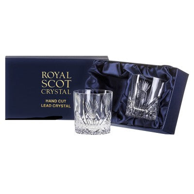 Royal Scot Crystal Scottish Thistle Pair of Large Tumblers