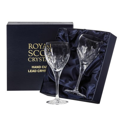 Royal Scot Crystal Scottish Thistle Wine Glasses Set of 2