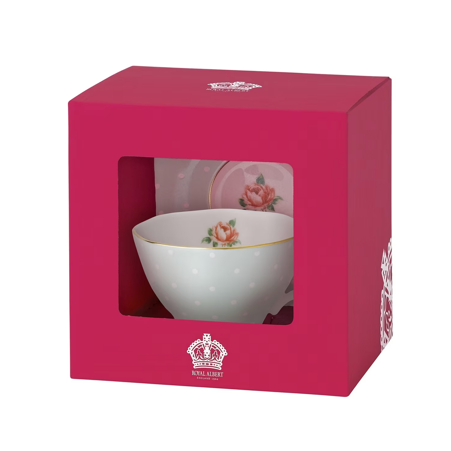 Royal Albert Polka Rose Vintage Teacup and Saucer Gift Boxed