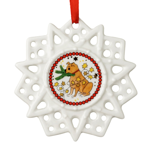 Hutschenreuther Star with Dog Ornament