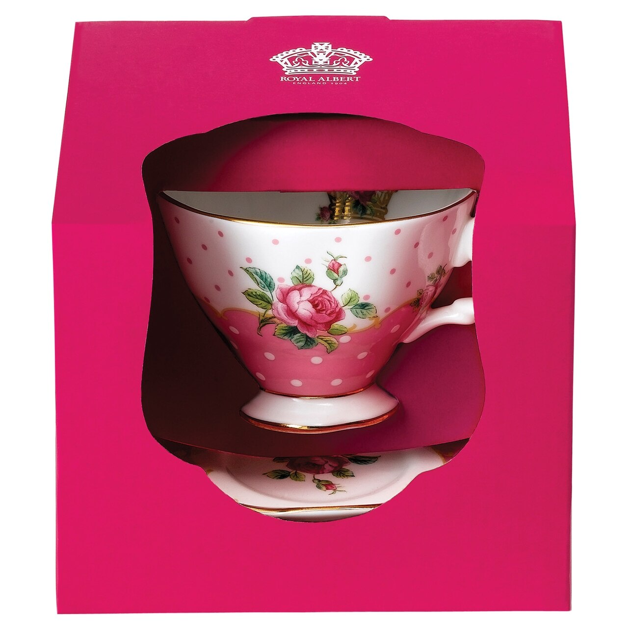 Royal Albert Cheeky Pink Vintage Teacup and Saucer Gift Boxed
