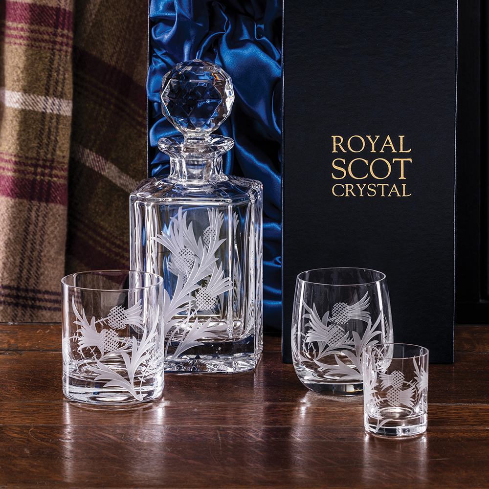 Royal Scot Crystal Flower of Scotland Set of 2 Tumblers
