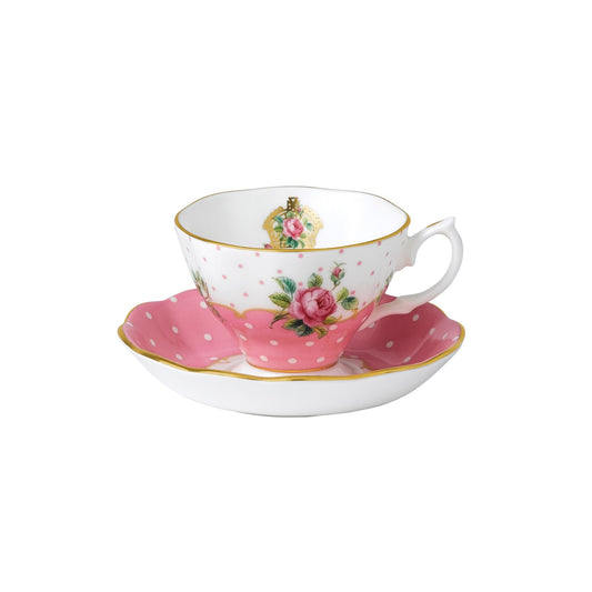Royal Albert Cheeky Pink Vintage Teacup and Saucer Gift Boxed