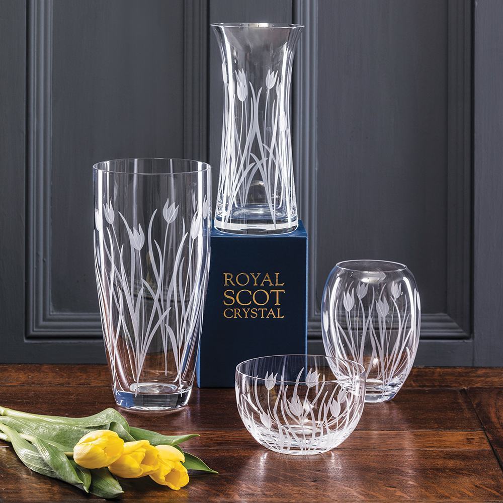 Royal Scot Crystal Wild Tulip Lily Vase 9"