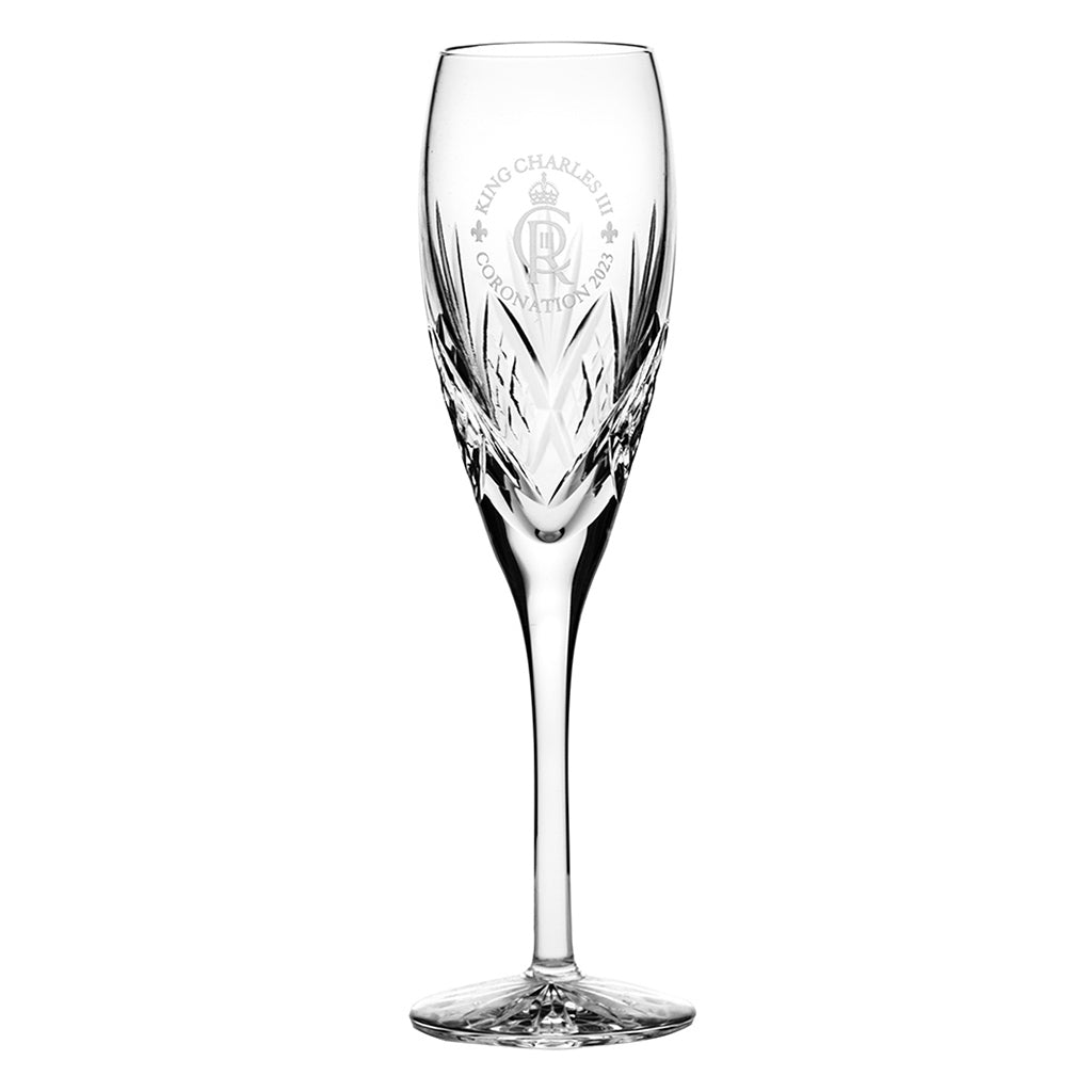 Royal Scot Crystal Coronation Champagne Flute Pair-Crystal-Goviers