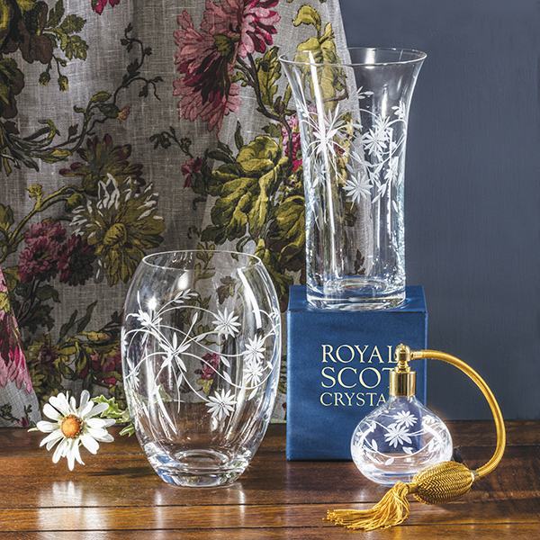Royal Scot Crystal Daisy Gold Round Perfume Atomiser | 1 ONLY-Crystal-Goviers