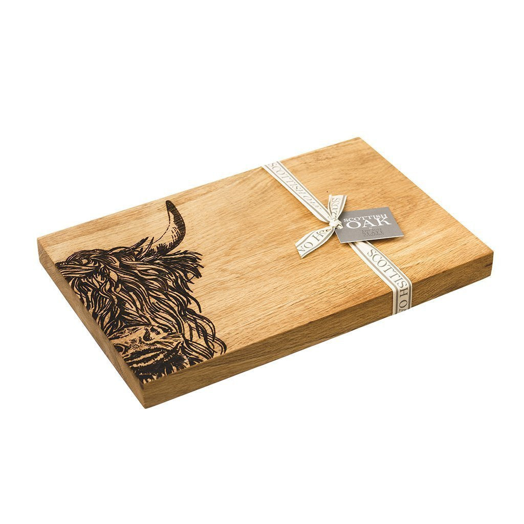 Selbrae House Highland Cow Oak Serving Board-home-Goviers