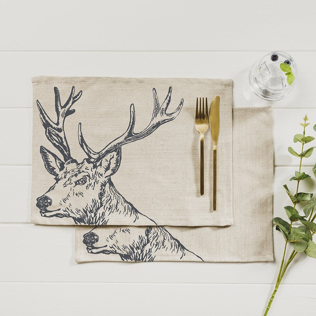 Selbrae House Stag Linen Place Mats | set of 2-home-Goviers