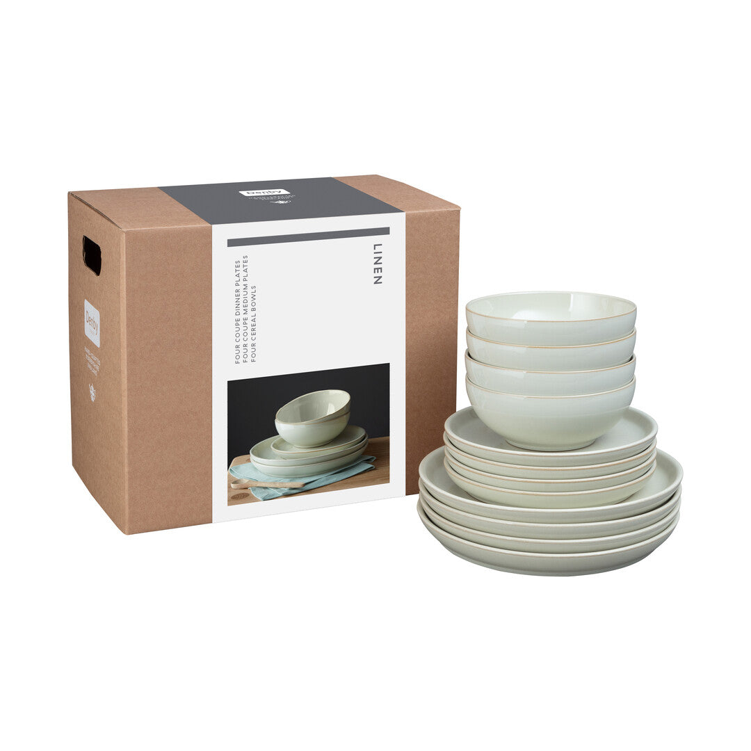 Denby Linen Coupe Tableware Set of 12