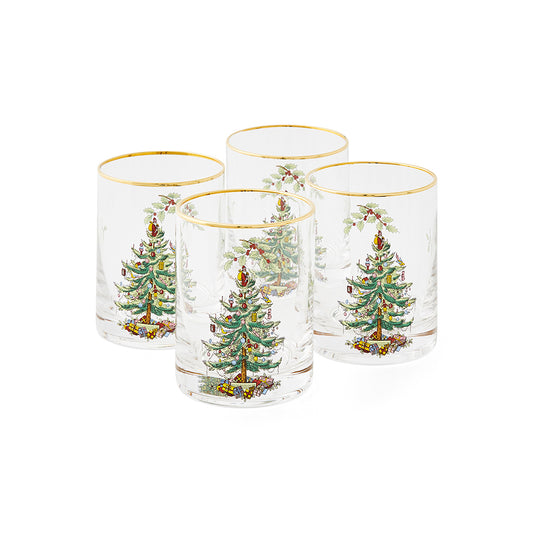 Spode Christmas Tree Lowball Glasses Set of 4