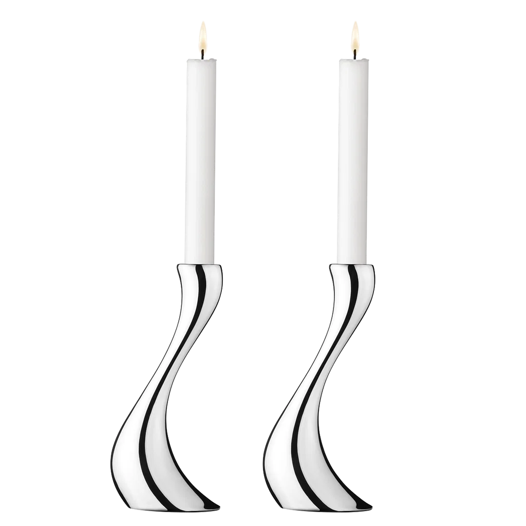 Georg Jensen Cobra Candleholder With Candles Set of 2, Medium